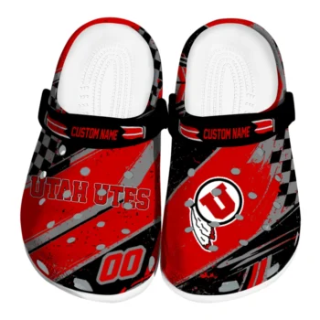 Utah Utes Clogs - Custom Checkered Streaks Red Black