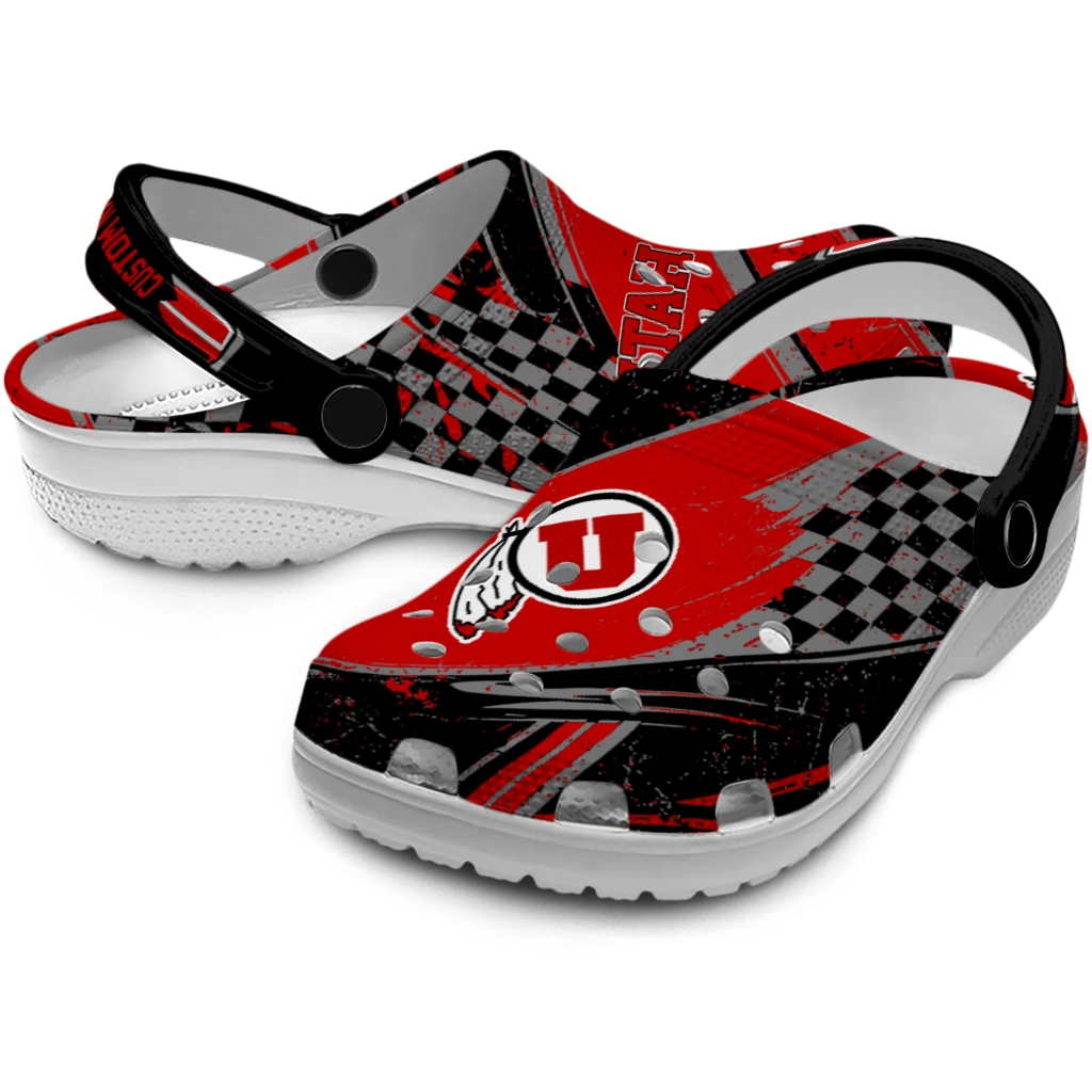 Utah Utes Clogs - Customized Circuit Geometry Red Black 3