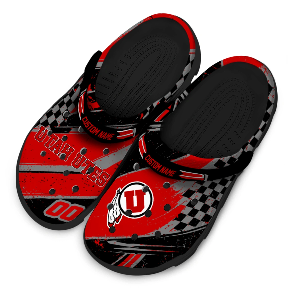 Utah Utes Clogs - Customized Circuit Geometry Red Black 4
