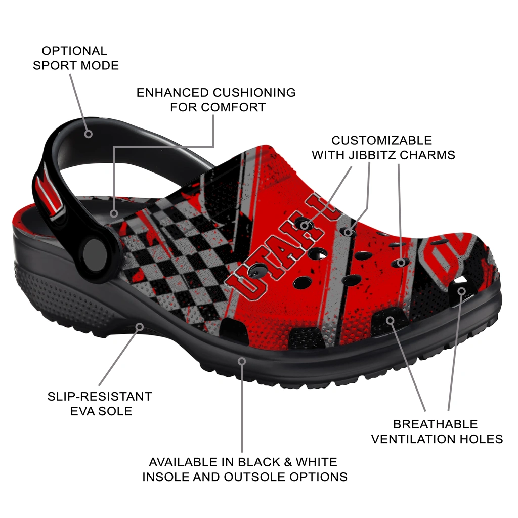 Utah Utes Clogs - Customized Circuit Geometry Red Black 5
