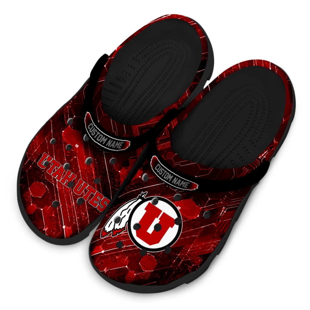 utah-utes-clog-customized-circuit-geometry-red-black-latest-model.webp