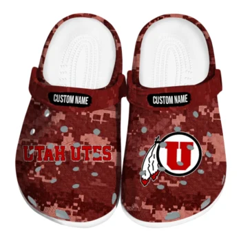 Utah Utes Clogs - Customized Digital Camo Red