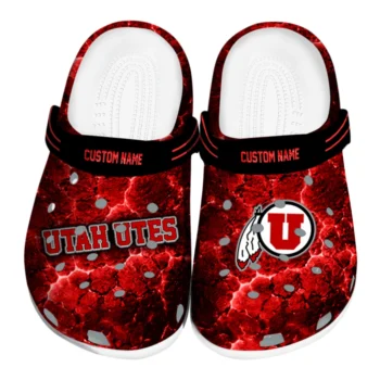 Utah Utes Clogs - Personalized Cracked Energy Red Black
