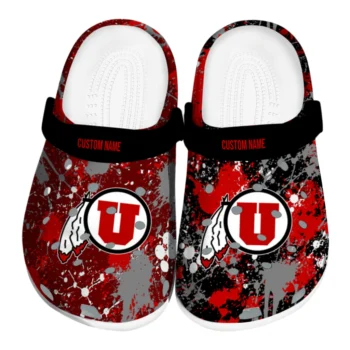 Utah Utes Clogs - Personalized Splatter Splash Red Black