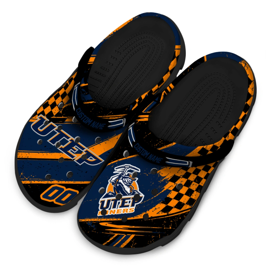 UTEP Miners Clogs - Custom Circuit Geometry Blue Black 4