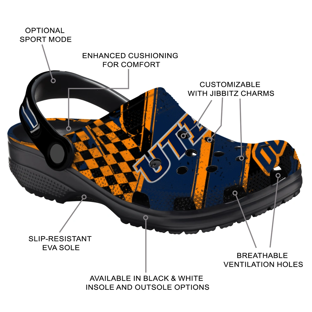 UTEP Miners Clogs - Custom Circuit Geometry Blue Black 5