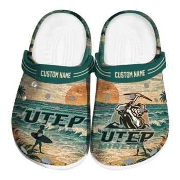 UTEP Miners Clogs - Customized Wave Scene Fir Green