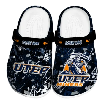 UTEP Miners Clogs - Personalized Graffiti Burst Blue Black