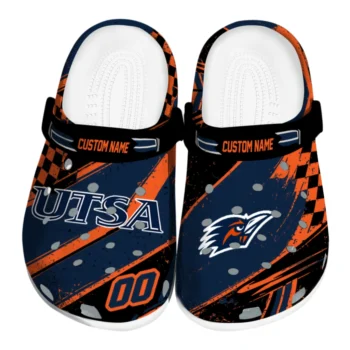 UTSA Roadrunners Clogs - Customized Checkered Streaks Orange Black