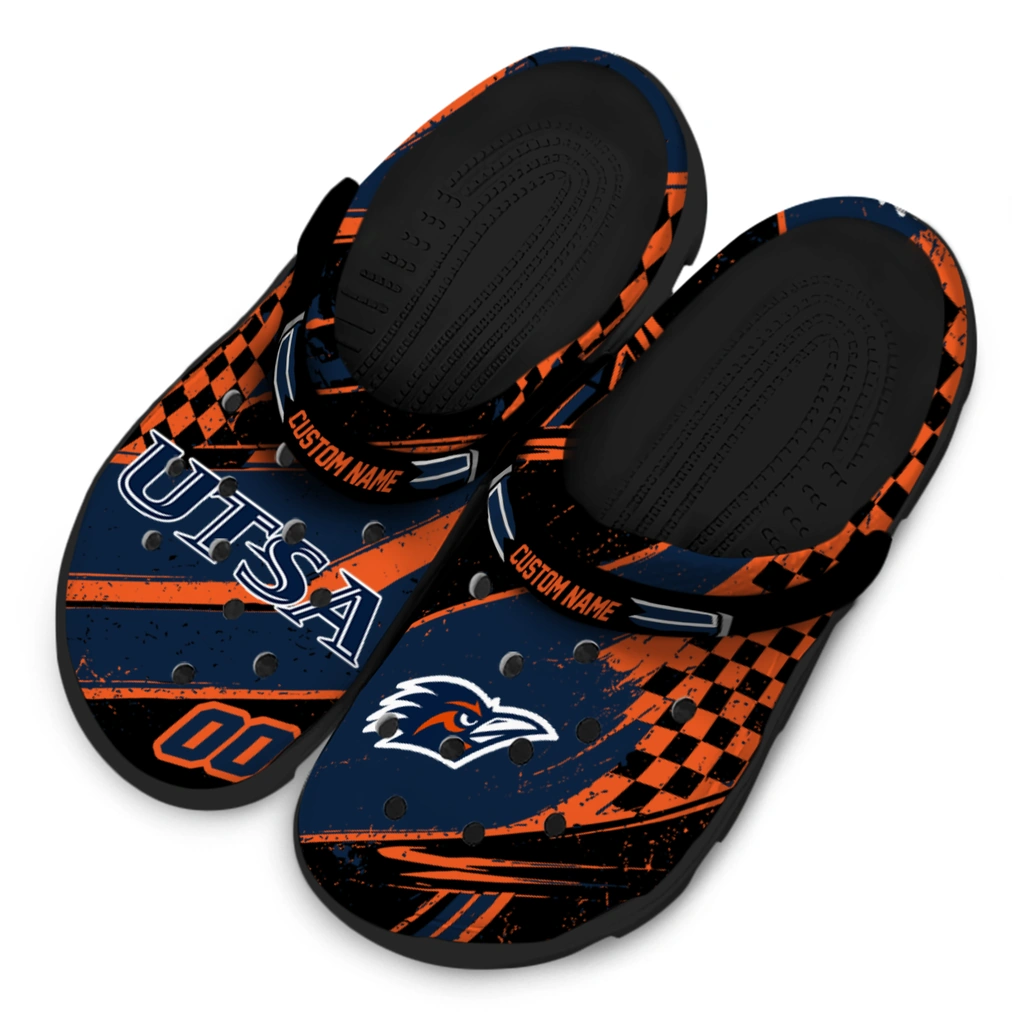 utsa-roadrunners-clog-customized-checkered-streaks-orange-black-latest-model.webp