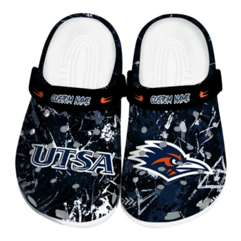 UTSA Roadrunners Clogs - Customized Graffiti Burst Orange Black