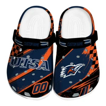 UTSA Roadrunners Clogs - Customized Checkered Streaks Orange Black