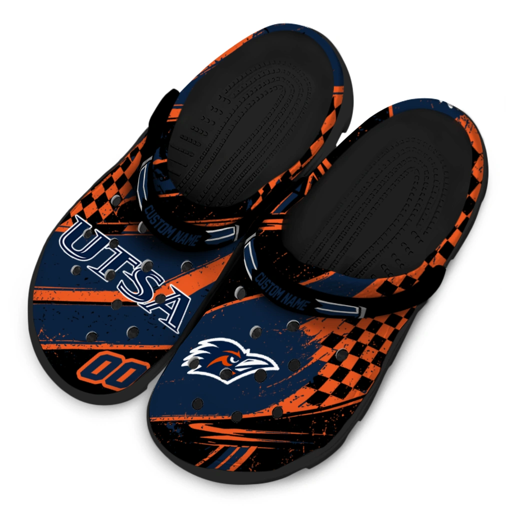 UTSA Roadrunners Clogs - Personalized Circuit Geometry Orange Black 4