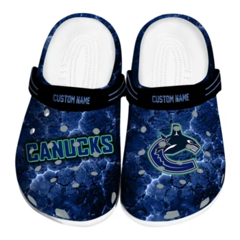 Vancouver Canucks Clogs - Custom Cracked Energy Blue Black