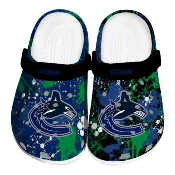 Vancouver Canucks Clogs - Custom Splatter Splash Blue Black
