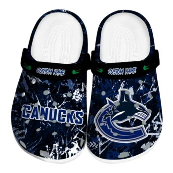 Vancouver Canucks Clogs - Customized Graffiti Burst Blue Black