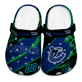 Vancouver Canucks Clogs - Customized Checkered Streaks Blue Black