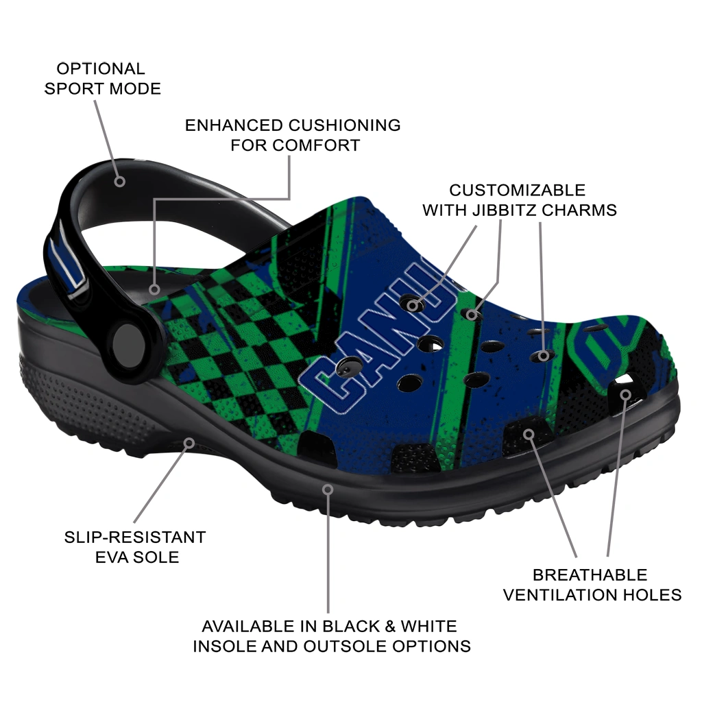 Vancouver Canucks Clogs - Customized Checkered Streaks Blue Black 5