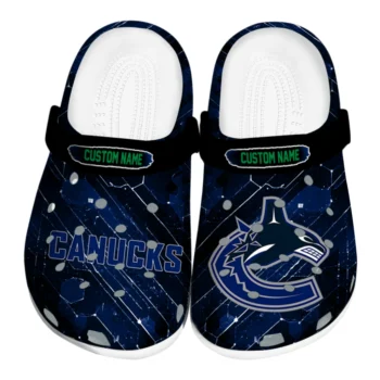 Vancouver Canucks Clogs - Personalized Circuit Geometry Blue Black