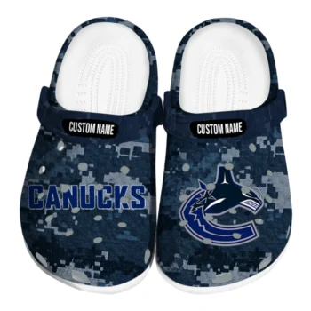 Vancouver Canucks Clogs - Personalized Digital Camo Blue