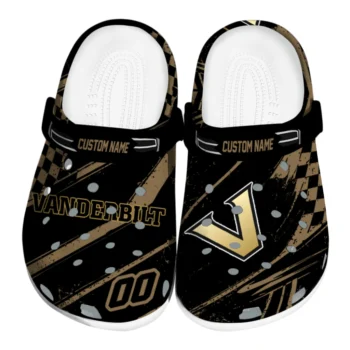 Vanderbilt Commodores Clogs - Custom Checkered Streaks Black