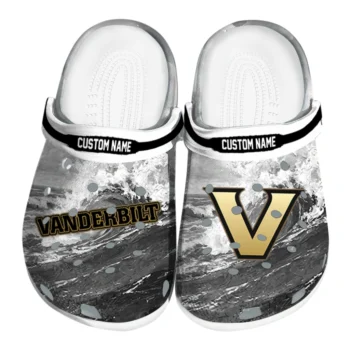 Vanderbilt Commodores Clogs - Custom Wave Swirl Black White