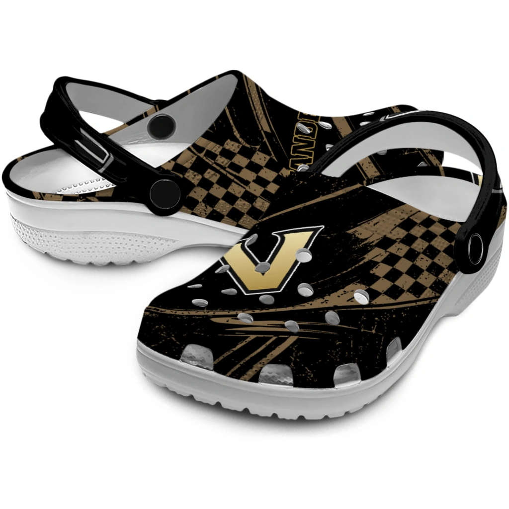 Vanderbilt Commodores Clogs - Custom Checkered Streaks Black 3