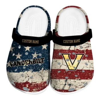 Vanderbilt Commodores Clogs - Customized Distressed Stripes Black Red Blue