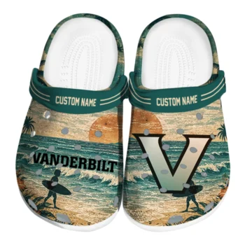 Vanderbilt Commodores Clogs - Personalized Wave Scene Fir Green