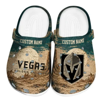Vegas Golden Knights Clogs - Custom Cracked Landscape Fir Green Beige