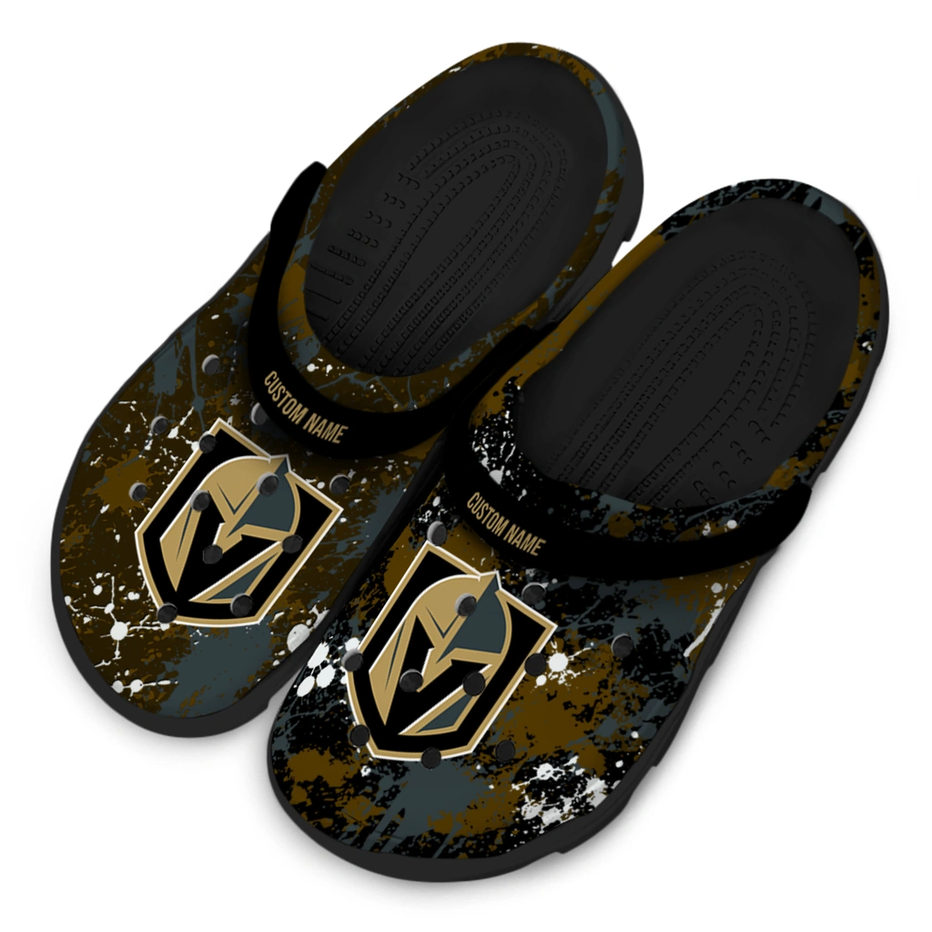 vegas-golden-knights-clog-customized-splatter-splash-tan-black-latest-model.webp