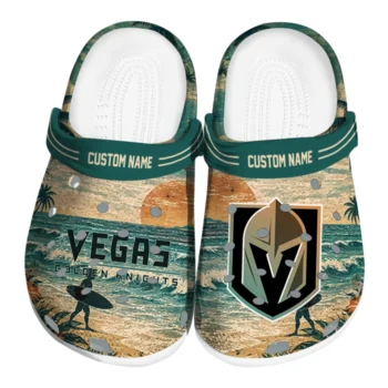 Vegas Golden Knights Clogs - Customized Wave Scene Fir Green