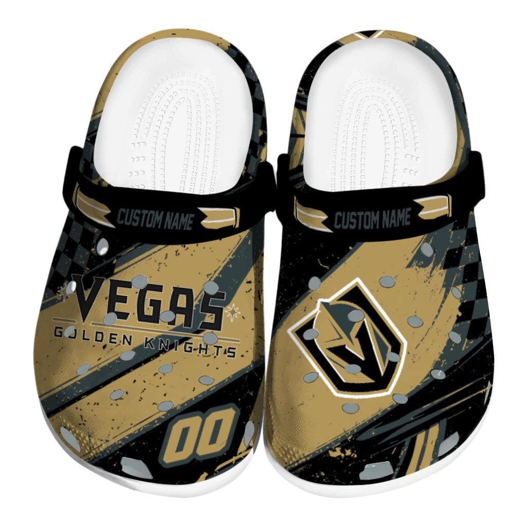 vegas-golden-knights-clog-personalized-checkered-streaks-tan-black-best-selling.webp vegas golden knights clog personalized checkered streaks tan black best selling