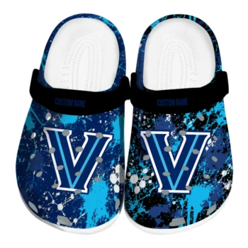 Villanova Wildcats Clogs - Custom Splatter Splash Navy Black