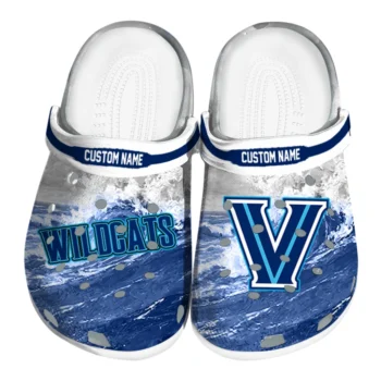 Villanova Wildcats Clogs - Customized Wave Swirl Navy White