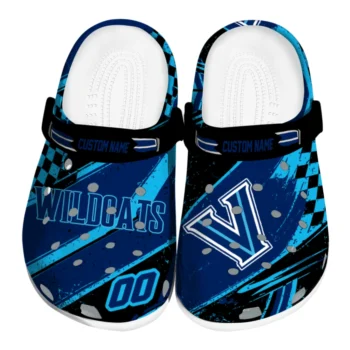 Villanova Wildcats Clogs - Customized Checkered Streaks Navy Black