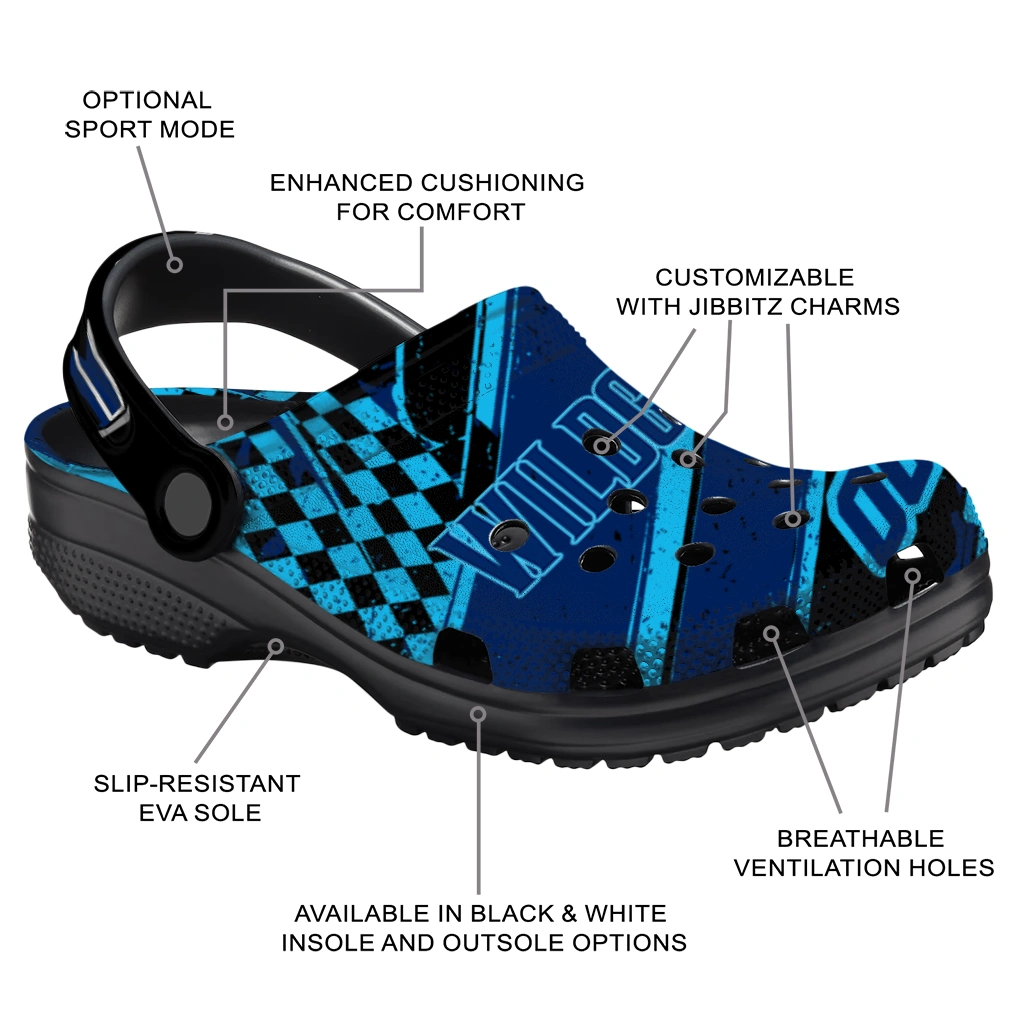 Villanova Wildcats Clogs - Personalized Circuit Geometry Navy Black 5