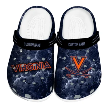 Virginia Cavaliers Clogs - Customized Cracked Energy Blue Black