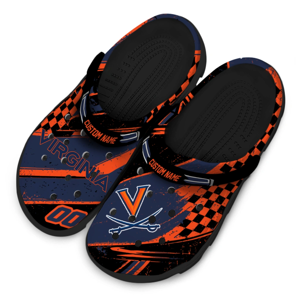virginia-cavaliers-clog-personalized-checkered-streaks-blue-black-latest-model.webp