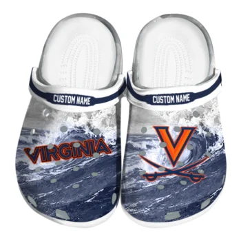 Virginia Cavaliers Clogs - Personalized Wave Swirl Blue White