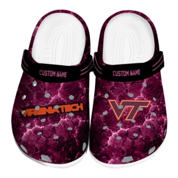 Virginia Tech Hokies Clogs - Custom Cracked Energy Maroon Black