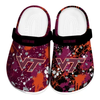 Virginia Tech Hokies Clogs - Custom Splatter Splash Maroon Black