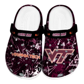 Virginia Tech Hokies Clogs - Customized Graffiti Burst Maroon Black
