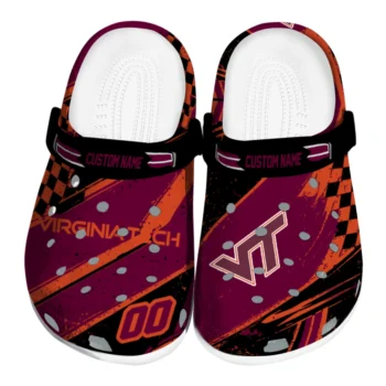 Virginia Tech Hokies Clogs - Personalized Circuit Geometry Maroon Black