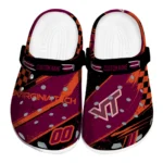 Virginia Tech Hokies Clogs – Customized Checkered Streaks Maroon Black 1