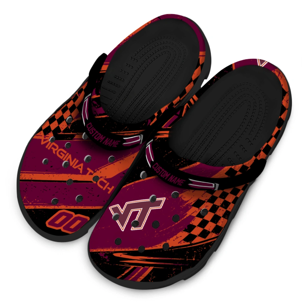 Virginia Tech Hokies Clogs - Personalized Circuit Geometry Maroon Black 4