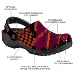Virginia Tech Hokies Clogs – Customized Checkered Streaks Maroon Black 1