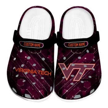 Virginia Tech Hokies Clogs - Personalized Circuit Geometry Maroon Black