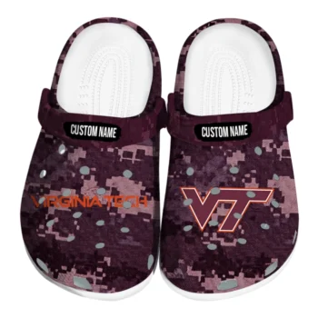 Virginia Tech Hokies Clogs - Personalized Digital Camo Maroon