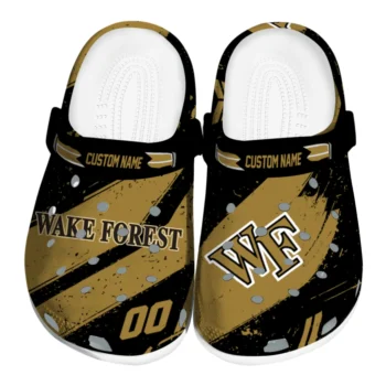 Wake Forest Demon Deacons Clogs - Personalized Checkered Streaks Gold Black